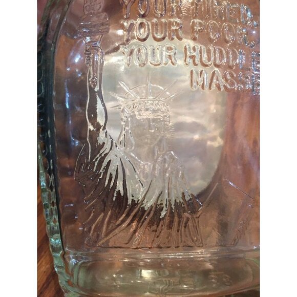 Log Cabin Syrup Bottle Special Collectors Flask Embossed Statute of Liberty 24oz - Picture 2 of 11